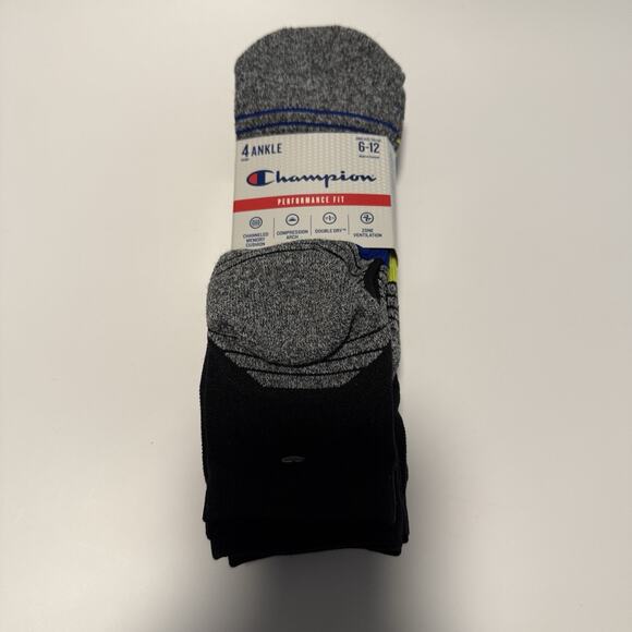 Champion Men’s Performance Fit Ankle Socks 4-Pack Sz 6-12 Cushioned Compression - Picture 1 of 3